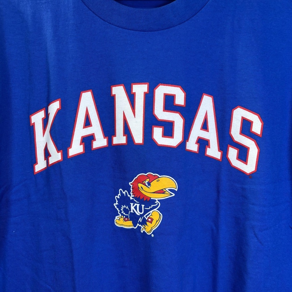 Vintage Kansas Jayhawks Shirt Mens XL Blue NCAA Basketball The Cotton Exchange - Picture 2 of 7
